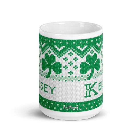 Shamrock Fair Isle Mug for Knitters, Knitting Mug, Knitter Gift, St. Patrick's Day Mug
